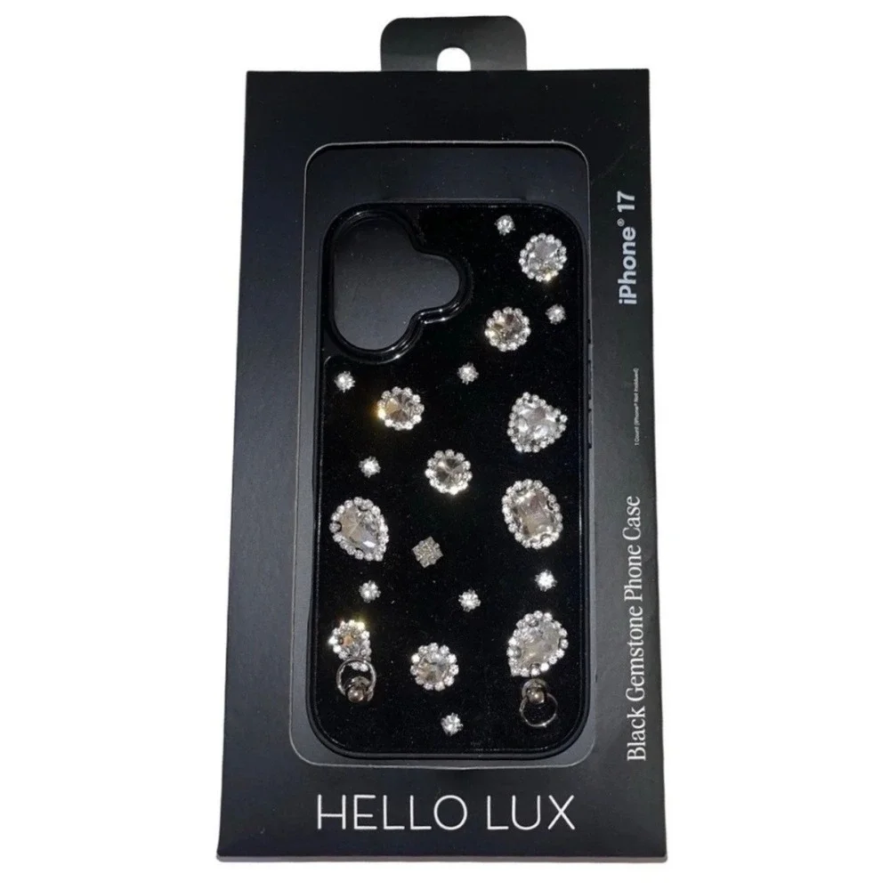 2 iPhone 17 Cases Black Rhinestone Green Croc Cell Phone Cover Goth Quiet Luxury